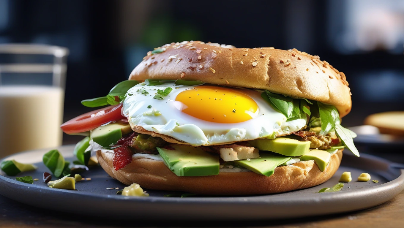 avocado bagel sandwich