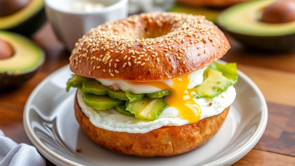 avocado bagel sandwich